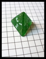 Dice : Dice - 4D - Rounded Clear Green Sprarkle With White Numbers